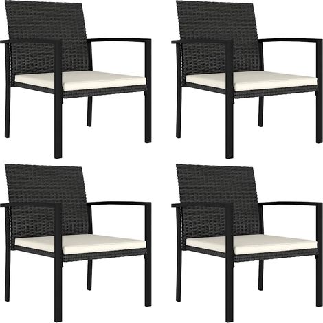 Garden Dining Chair  Set of 4  Black  Poly rattan, Powder-Coated Steel vidaXL