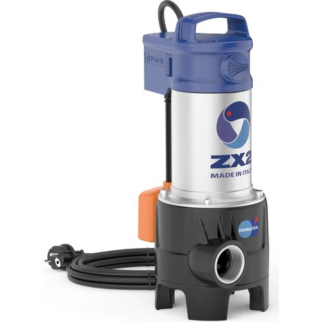 Pedrollo ZXm 2/30-GM (5m) - Pompe électrique submersible monophasée VORTEX pour eaux usées avec flotteur magnétique