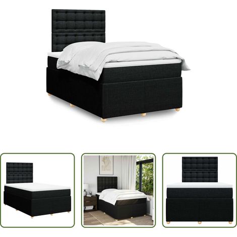 Matratze - Boxspringbett mit Matratze Schwarz 120x190 cm Stoff (1/5)