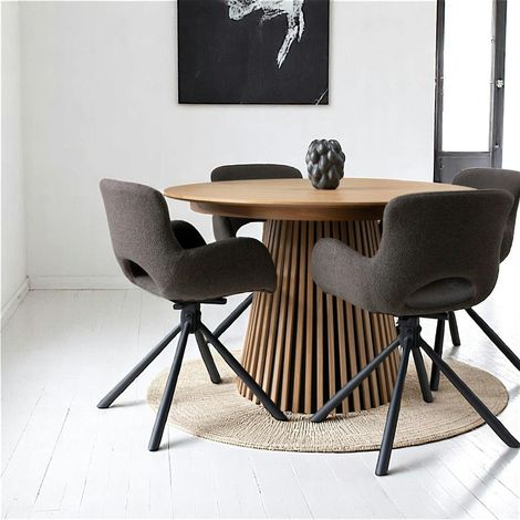Pier Import – Table ronde extensible 120/160/200 cm en chêne clair – Piètement baguette – 2 rallonges incluses – Pour repas en famille ou entre amis (1/5)