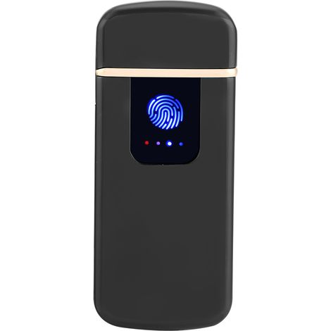 Briquet électrique coupe-vent rechargeable par USB avec capteur tactile et indicateur de charge (noir) (1/5)