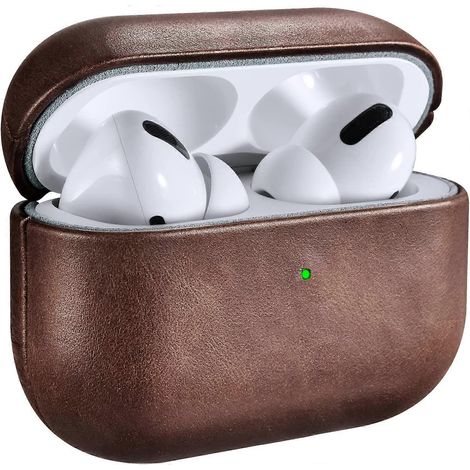 Étui en cuir pour AirPods Pro, étui en cuir premium, marron (1/5)