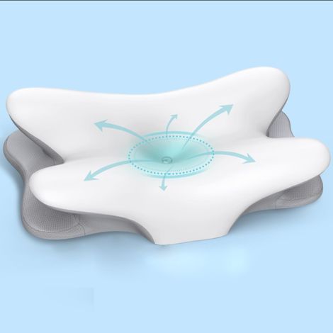 Oreiller cervical en mousse à mémoire de forme, rebond lent, soutien nuque et côté (Blanc) (1/5)