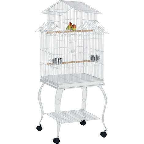 Jaula para pájaros, diseño resistente, fácil de limpiar, blanca, 50 x 49 x 137 cm (1/2)