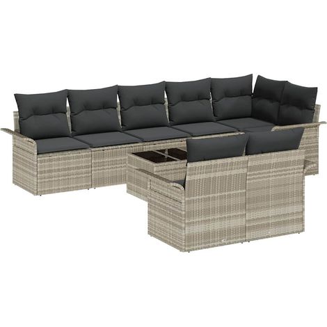 Maison Exclusive - Set Divano da Giardino 9 pcs Grigio chiaro polyrattan