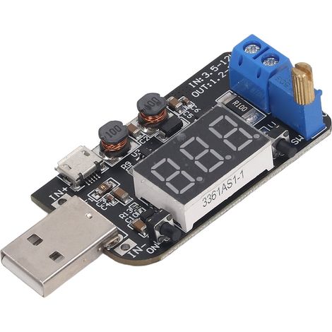 Module d'alimentation DC-DC à convertisseur buck-boost réglable avec entrée de courant USB, module d'alimentation de bureau 5V à 3,3V/9V/12V/18V/24V. (1/5)
