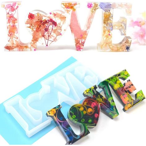 Moules en résine cristal, motif « Love Sign », moules de moulage en silicone, décoration murale à faire soi-même pour la maison. (1/5)