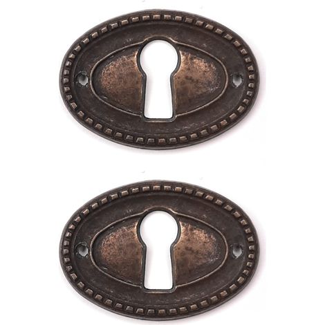 cyclingcolors 2x Bocchetta rosette chiave per mobili in zama finitura bronzo antichizzata mobili 26 x 37 mm (1/3)
