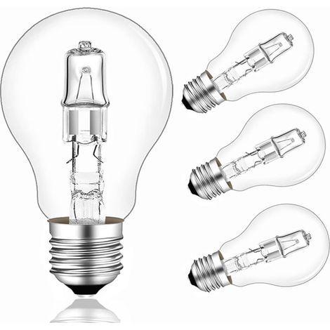 Lot de 4 ampoule halogène, A55 E27 42W, ampoule dimmable e27 2700K Transparent, Globe A55 Halogène E27 AC 230V 250LM pour Lustre, Applique, Lampadaire(ampoule e27 blanc chaud). (1/5)