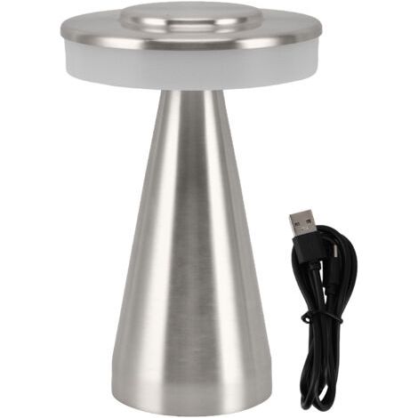 BUNTHAUS Lampe de chevet LED Portable, 3 couleurs de température, commande tactile supérieure, batterie Rechargeable, lampe de chevet, argent (1/5)