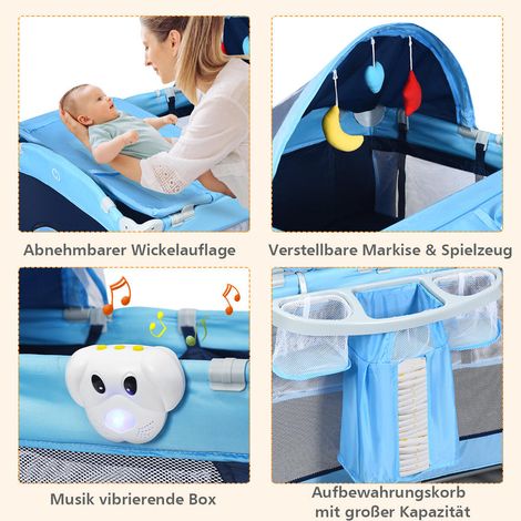 Design pliable lit parapluie parc bébé avec table à langer, moustiquaire et sac, pour voyage et nuit (1/5)