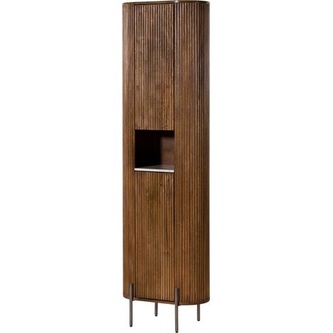 Hochschrank Mango 55x30x190 braun lackiert / Marmor weiß BARCELONA 253 (1/4)