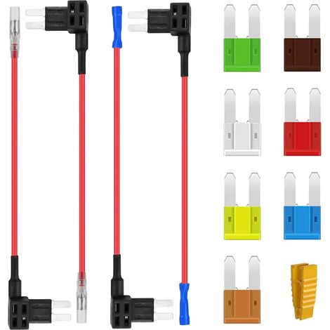 12V Micro2 Car Fuse Holder Adaptor 5A-30A Nylon, Tinned Copper Blue or White (1/5)