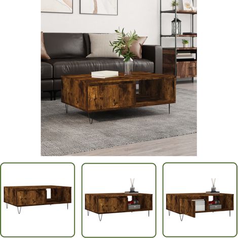 Furniture Limited - Table basse chêne fumé 90x60x35 cm bois d'ing