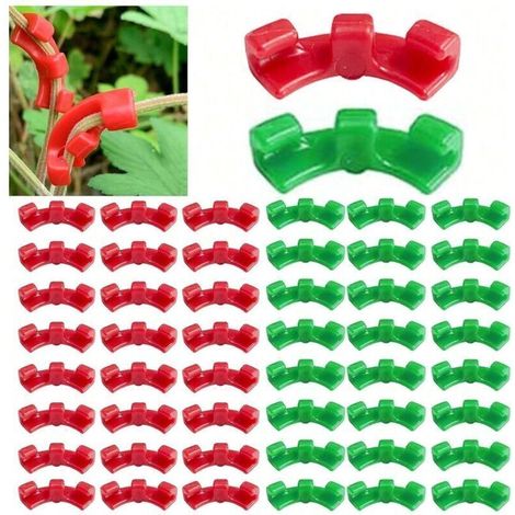 Clips pour plantes, 50 pièces, clips de support pour plantes, attaches à tomates à 90 degrés pour plier les branches des plantes et changer la direction de leur croissance (30 rouges et 20 vertes) (1/4)