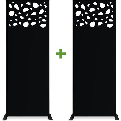 Lot de 2 panneaux décoratifs SUNNY Noir H.160cm motifs sur le haut (1/5)