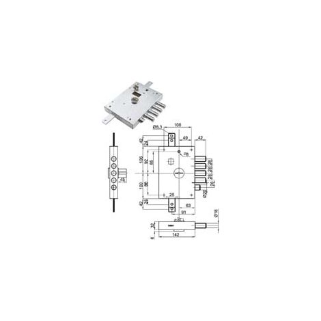 SERRATURA TRIPLICE APPLICARE CON SCR. DOPPIA MAPPA BLIND. HEAVY MM.73  mm.73 SX (SER 7112 SE)    DIERRE