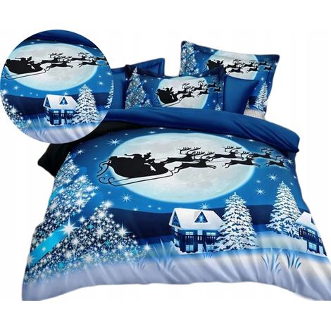 Set di biancheria da letto 200x220 + 2 x 70x80 renne, albero di Natale, bolle (1/5)