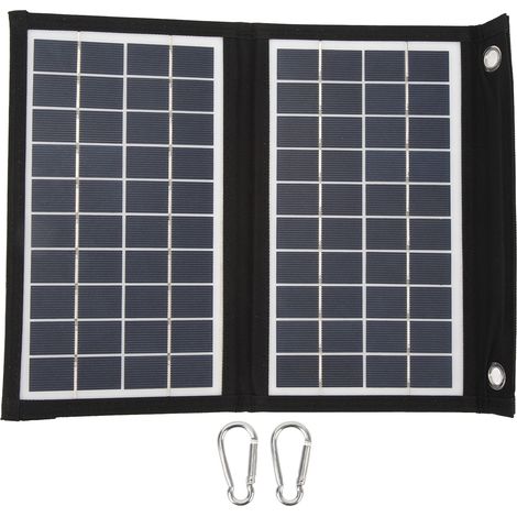 Ortviai Panneau Solaire Pliable 10 W pour Camping – Chargeur Portable avec 2 Ports USB, Silicium Polycristallin (1/5)