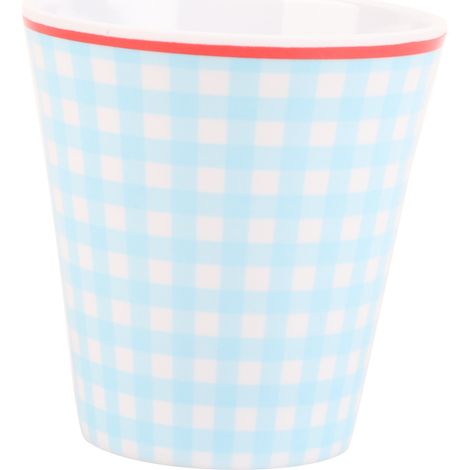 260ml Imitation Porcelain Water Cup Coffee Milk Cup Drinking Mug for Restaurant School UseLight Blue Grid