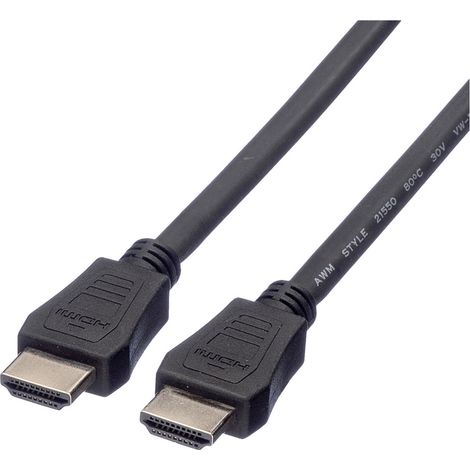 Câble de raccordement Value HDMI Fiche mâle HDMI-A 3.00 m noir 11.99.5733 4K UHD, blindé Câble HDMI
