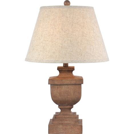 Ravelle Table Lamp with Edged Linen Shade - Resin - L41 x W41 x H60 cm - Brown
