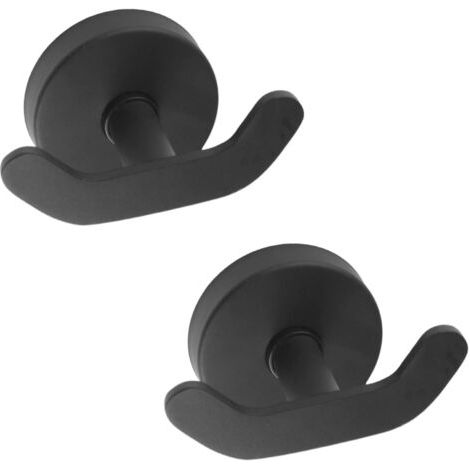 Set of 2 double suction cup hooks for bathroom, living room and kitchen, made of robust stainless steel – Black--DTEKGAZ