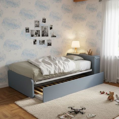 Letto una piazza e mezza 120x190 con contenitore e secondo letto estraibile - Avio