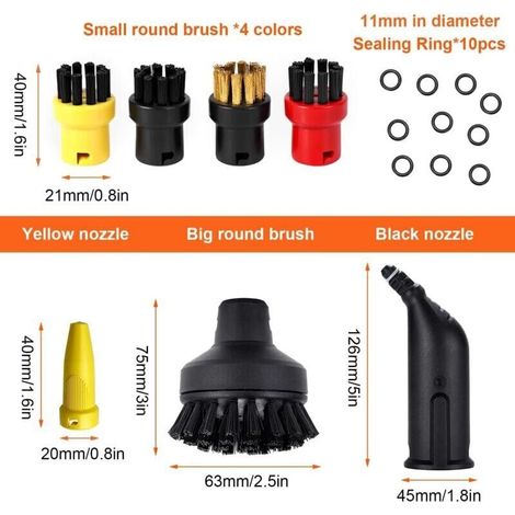 Accessoires de nettoyeur vapeur compatibles avec Karcher, brosse ronde, grande buse de brosse ronde, pièces de rechange, compatibles avec Karcher SC1 SC2 SC3 SC4 SC5 SC7 CTK10