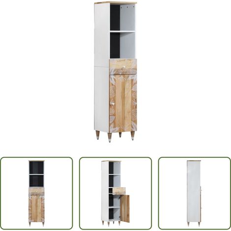 Holzschrank -  Badschrank 38x33,5x160 cm Massivholz Mango (1/5)