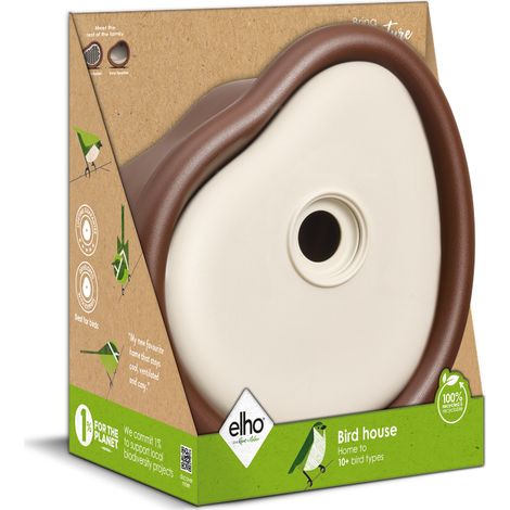 Elho Organic Nichoir 25 - MarronBlanc - L 17 x B 27.4 x H 28 cm - Balconextérieur - 100% recyclé