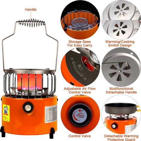 Chauffage Portable 2 en 1 2000W, poêle de Camping, cuisinière chauffante pour la cuisine, sac à dos, pêche sur glace, randonnée (1/5)