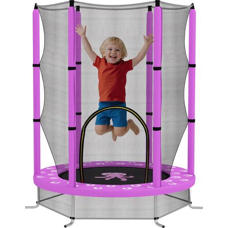 AIYAPLAY 4.6FT Kids Trampoline with Safety Enclosure Net, Purple (1/5)