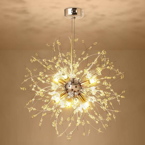 Lustre moderne lumières plafonnier encastré en cristal pour salon chambre salle à manger et cuisine 9 doré (1/4)