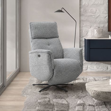Fauteuil de relaxation électrique en tissu gris clair chiné (1/5)