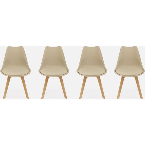 Set 4 sedie scandinave imbottite con gambe in legno (1/5)