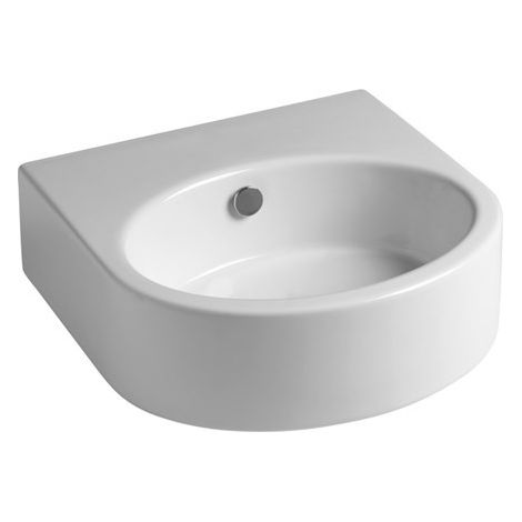 Lavabo da Appoggio a Parete o Sospeso 45x44xh14 cm in Ceramica Bianco Lucido - Monoforo (1/5)
