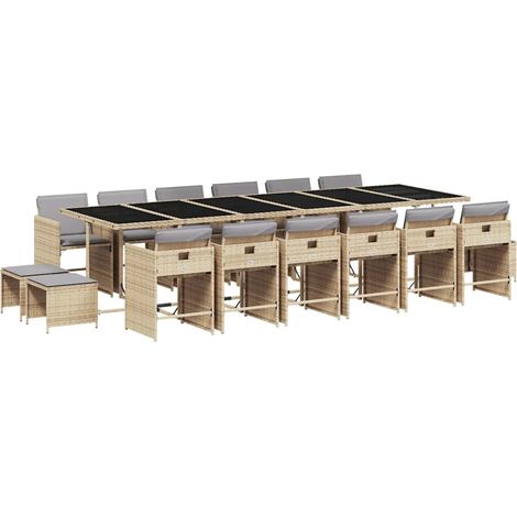 Garden Dining Set Mix beige, light grey, black vidaXL