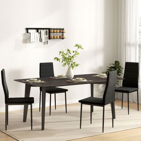 Lot de Chaises 4 pièces design sans accoudoirs Chaise Repas revêtement en tissu pieds en métal noir (1/5)