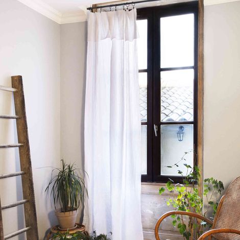 Rideau gaze de coton ajustable 140x300 cm blanc (1/5)