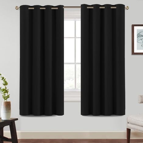 100% Blackout Curtain, 2 Panels, Thermal Insulated Anti-Cold, for Home, Living Room and Bedroom, 140 x 175 cm, Black (1/5)