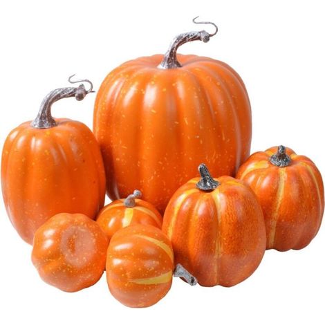 7 décorations d'automne artificielles en forme de citrouille pour Thanksgiving, Halloween et Noël (1/4)