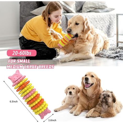 Jouets à mâcher pour mâcheurs agressifs, jouets durables pour chiens de grande, moyenne et petite race, jouet de dentition indestructible, jouets d'extérieur pour chien, rose (1/4)