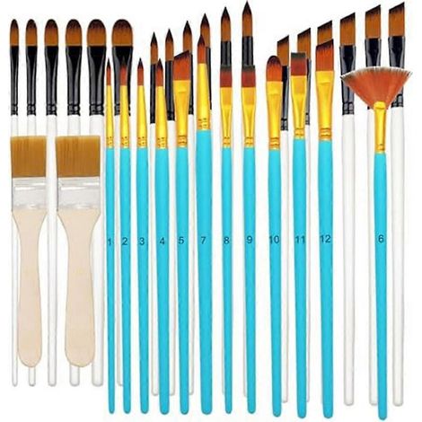 Set mit 32 Pinseln für Acrylmalerei, Aquarell, Filter, Fächer, Detailpinsel, Pinselset für Künstler und Anfänger (1/5)
