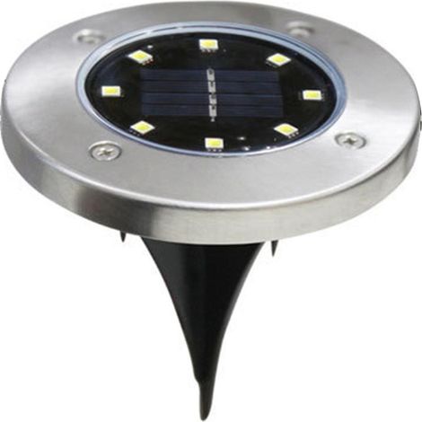 Lampes solaires encastrables Cross-border à 8 LED en acier inoxydable pour l'extérieur, nouvelles lampes de jardin.