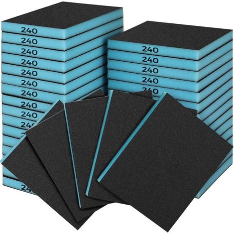 Éponge Abrasive Grain 240, Lot de 18, Tampons de Ponçage Souples et Flexibles pour Usage à Sec ou à l'eau (1/5)