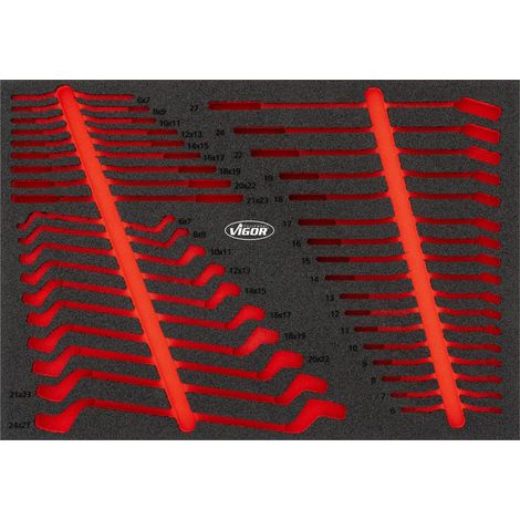 VIGOR Schraubenschlüssel-Einlage, leer, L, L x B x H: 563 mm x 393 mm x 35 mm, Art.Nr. V6643N-L (1/2)