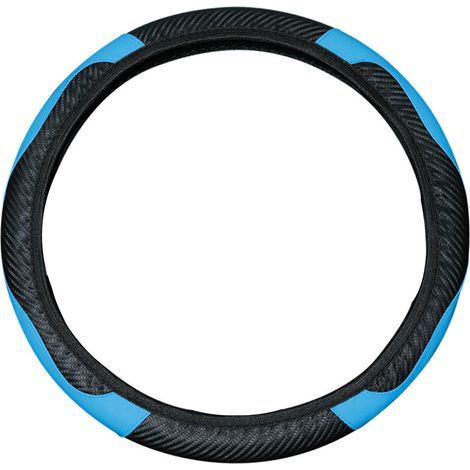 Funda universal para volante de cuero sintético Yctze: fácil de colocar, transpirable y cómoda. Accesorio para automóvil en color rojo (azul y negro). (1/5)