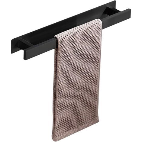 Bathroom towel rack Shower towel rack - 40 x 6 x 4.5 cm, black without hooks (1/4)