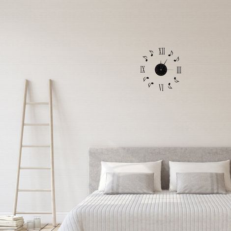 Horloge murale à motif de notes de musique avec cadran en vinyle et chiffres romains 3D pour la décoration intérieure (1/5)